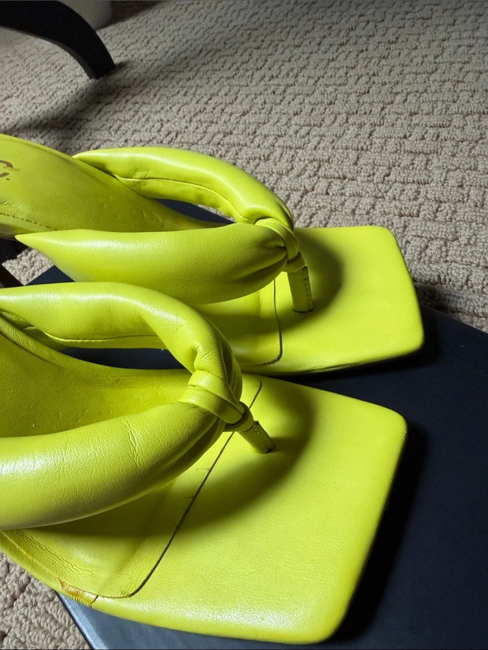 INC International Concepts Women’s Neon Yellow Knotted Toe-Post Sandals